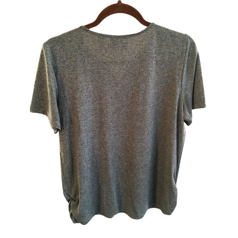 Alfred Dunner Blouse Gray Size Small Beaded Neckline V-Neck Short Sleeves Casual - Picture 2 of 8